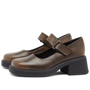 Vagabond Brown Heeled Mary Janes